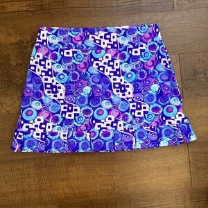 Tzu Tzu Purple & Blue Geometric Mini Skort Tennis Golf PickleBall EUC Women’s L